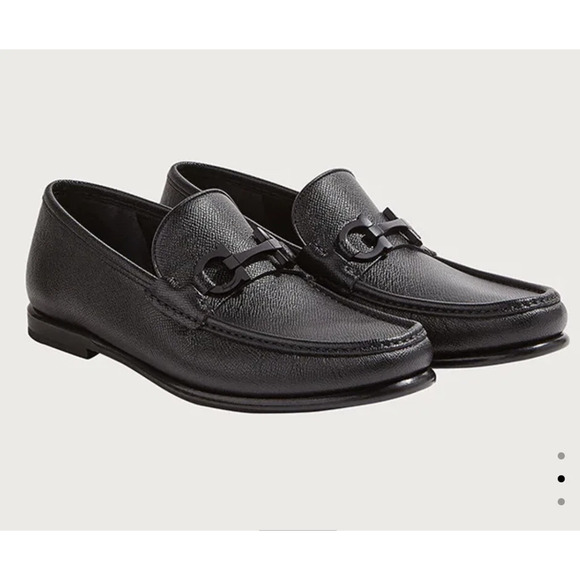 Salvatore Ferragamo Leather Slip On Loafer Dress Shoes Black Men's Size 12 E - Picture 1 of 7